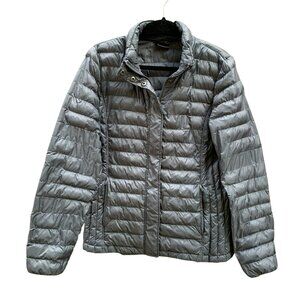 32 Degrees Heat Blue/Gray Down Puffer Jacket Removable Hood Womens Size Large